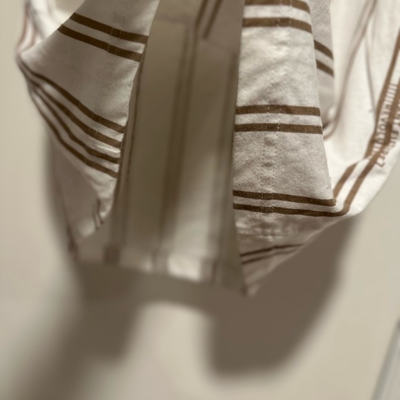 Denim Flower Ricky Singh Mens Sz: L White & Tan Vertical Striped Crew Neck Tee. - Picture 11 of 12